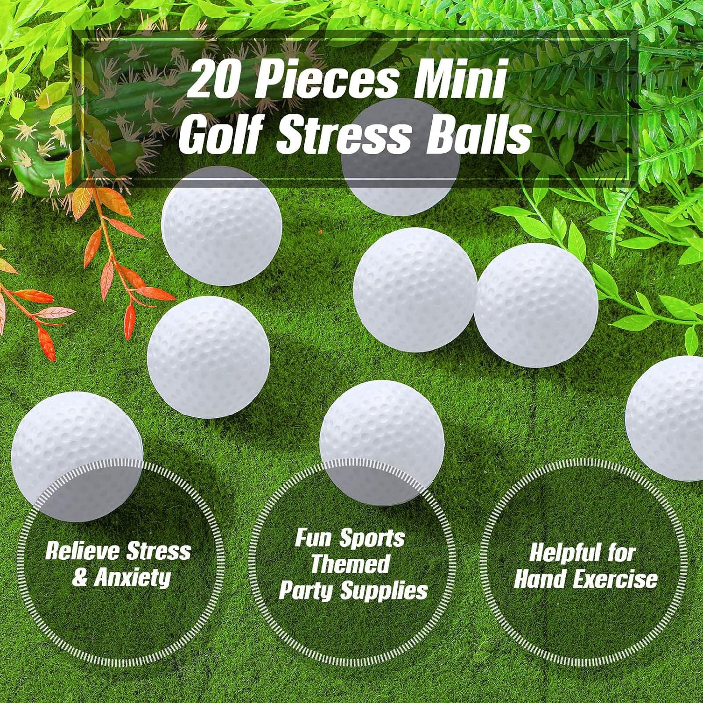 Libima 20 Pcs Mini Golf Stress Ball Bulk 2.5 Inch Foam Practice Balls Stress Relief Sports Ball with Storage Bag for Golf Birthday Party Favors Carnival Reward Gift