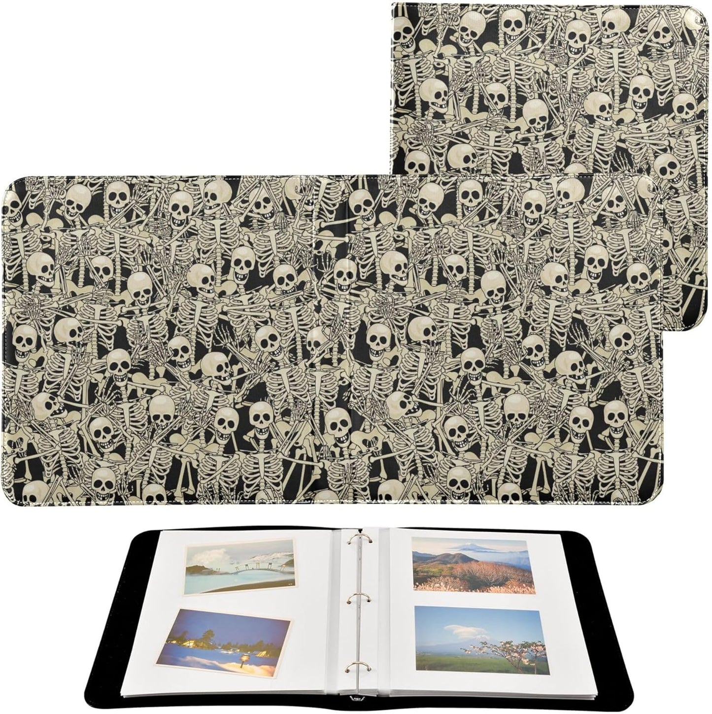 Fisyme Gothic Skull Skeletons Photo Album Self Adhesive DIY Scrapbook Album for 2x3 4x6 5x7 6x8 Picture 20 Pages Memory Book for Family Wedding