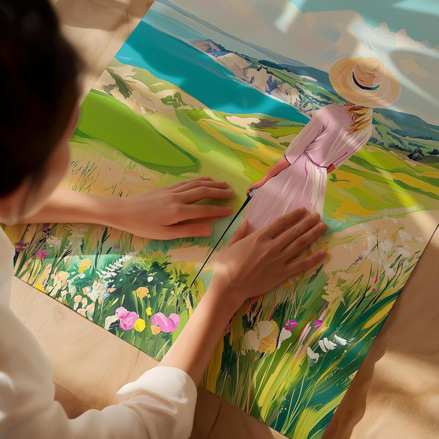 Golf Course Floral Pastel Art Print Posters - Premium Giclee Fine Art Prints - Golf Course Home Decor Posters, Golfer Art Prints for Home and Office Decor - Vintage Aesthetic, Ready to Frame