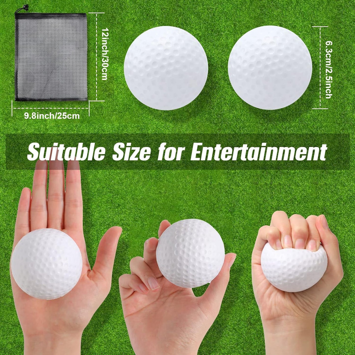 Libima 20 Pcs Mini Golf Stress Ball Bulk 2.5 Inch Foam Practice Balls Stress Relief Sports Ball with Storage Bag for Golf Birthday Party Favors Carnival Reward Gift