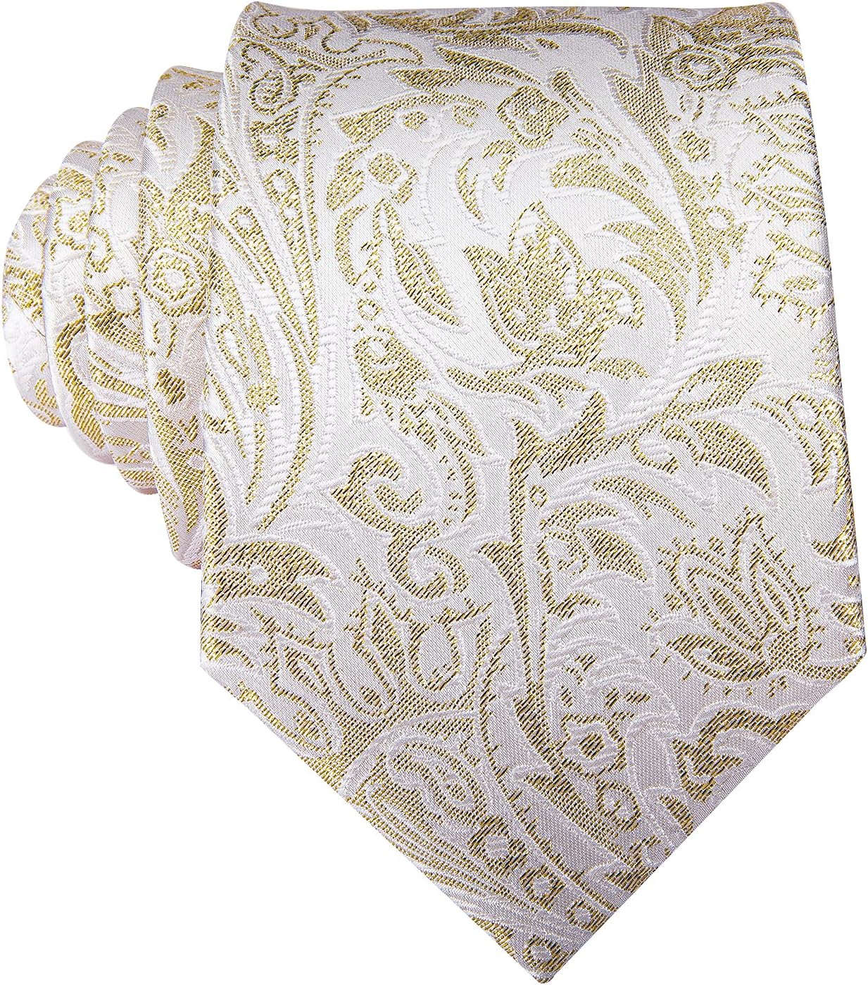 Dubulle Mens Paisley Striped Tie WOVEN Necktie for Men and Handkerchief Cufflinks Set Wedding Formal Business