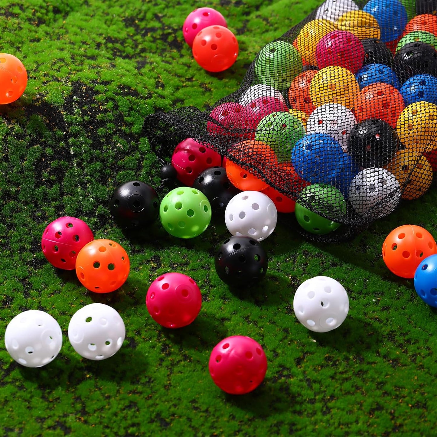 80 Pack Practice Golf Balls Limited Flight 42 mm Golf Training Airflow Hollow Plastic Ball for Women Men Indoor Outdoor Driving Range Swing Practice Home