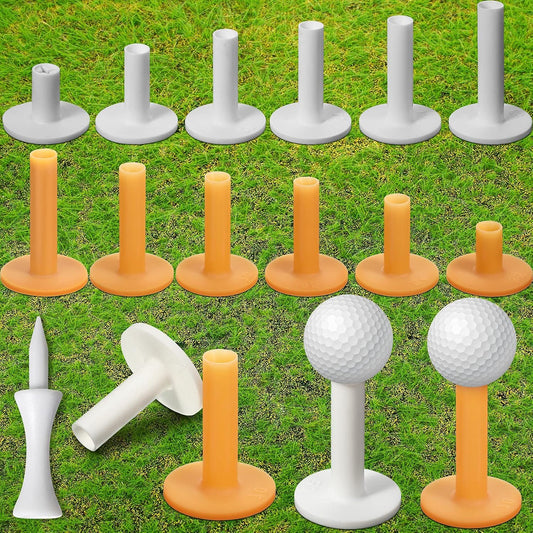 Skylety 24 Pcs 6 Size Rubber Golf Tees for Mats Plastic Golf Tee Holder in 2 Colors Rubber Holders for Simulator and Driving Range Indoor Outdoor Practice Accessories 1.5 2.13 2.27 2.5 3 3.25 Inch