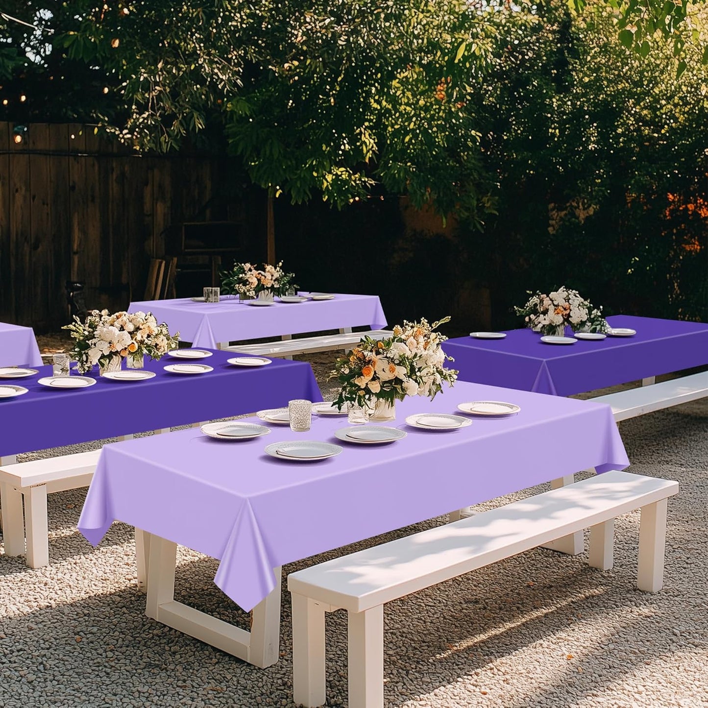 4 Pieces Purple Series Rectangle Tablecloth, 54x72 Solid Color Waterproof & Spillproof Disposable Plastic Table Cover, Durable Party Tablecloth for Dining, Buffet, Picnic, Outdoor Events