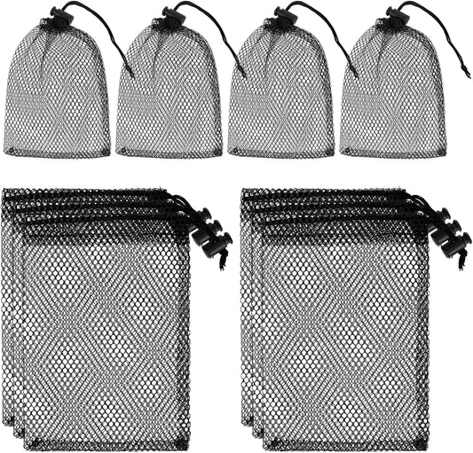 Sliverdew 10PCS Small Mesh Bags Drawstring Black Mesh Drawstring Bag Mini Nylon Net Bag with Drawstrings Small Travel Stuff Bags 6 x 4 inch