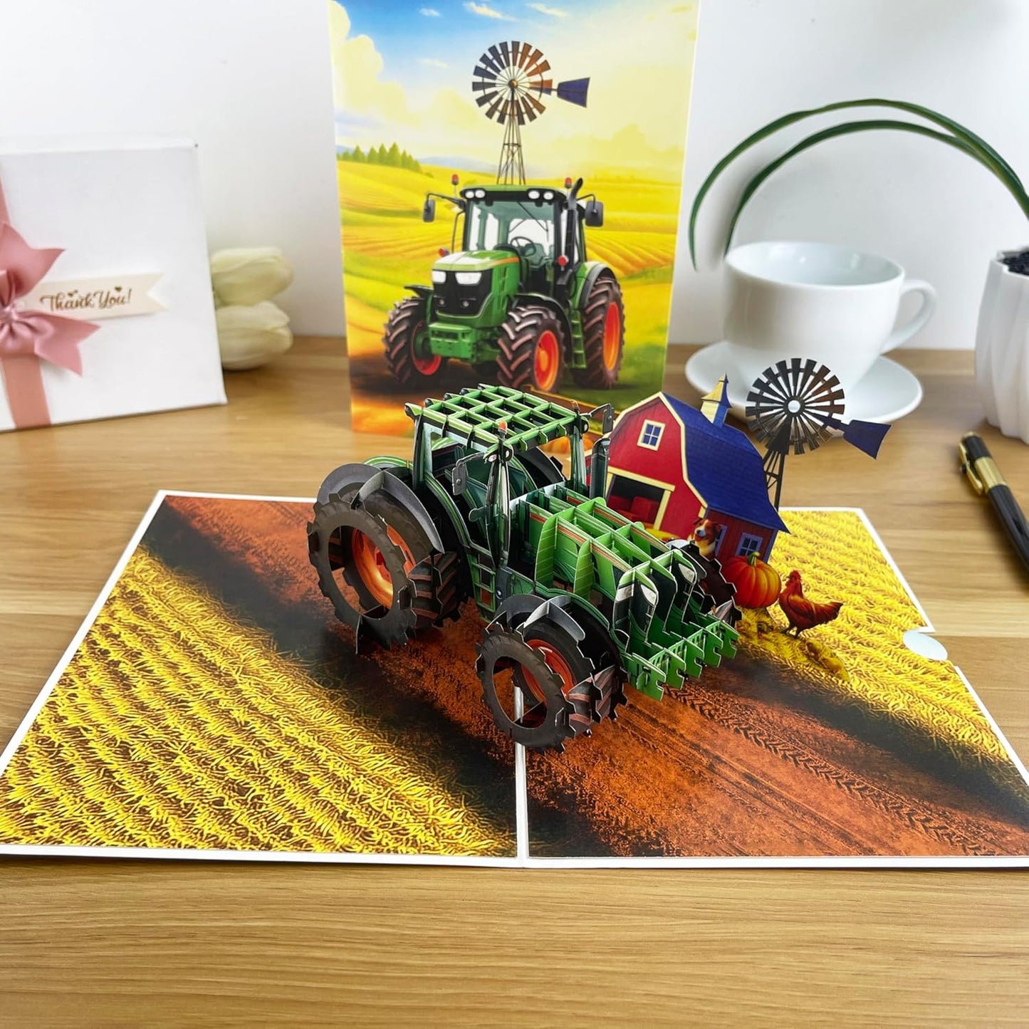 3D Tractor Popup Card – Handmade Farm-Themed Paper Art for Birthday, Anniversary, Christmas, Father’s Day – Unique Gift for Him, Her, Dad, Farmer, Tractor Lover, Country Life Fan