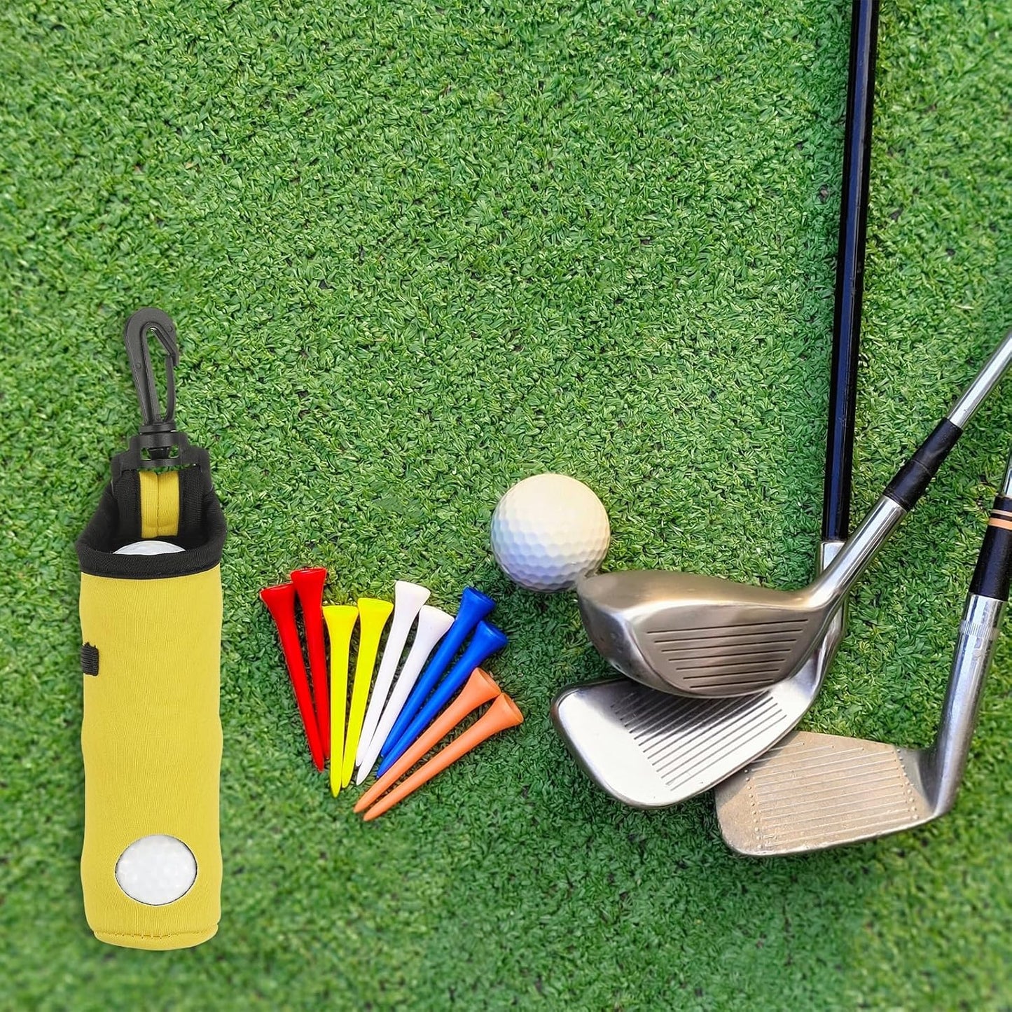 uxcell Golf Ball Carry Bag, Waist-Mounted Storage Bag Neoprene Golf Tee Holder Pouch with Lightweight Hook for Men and Women