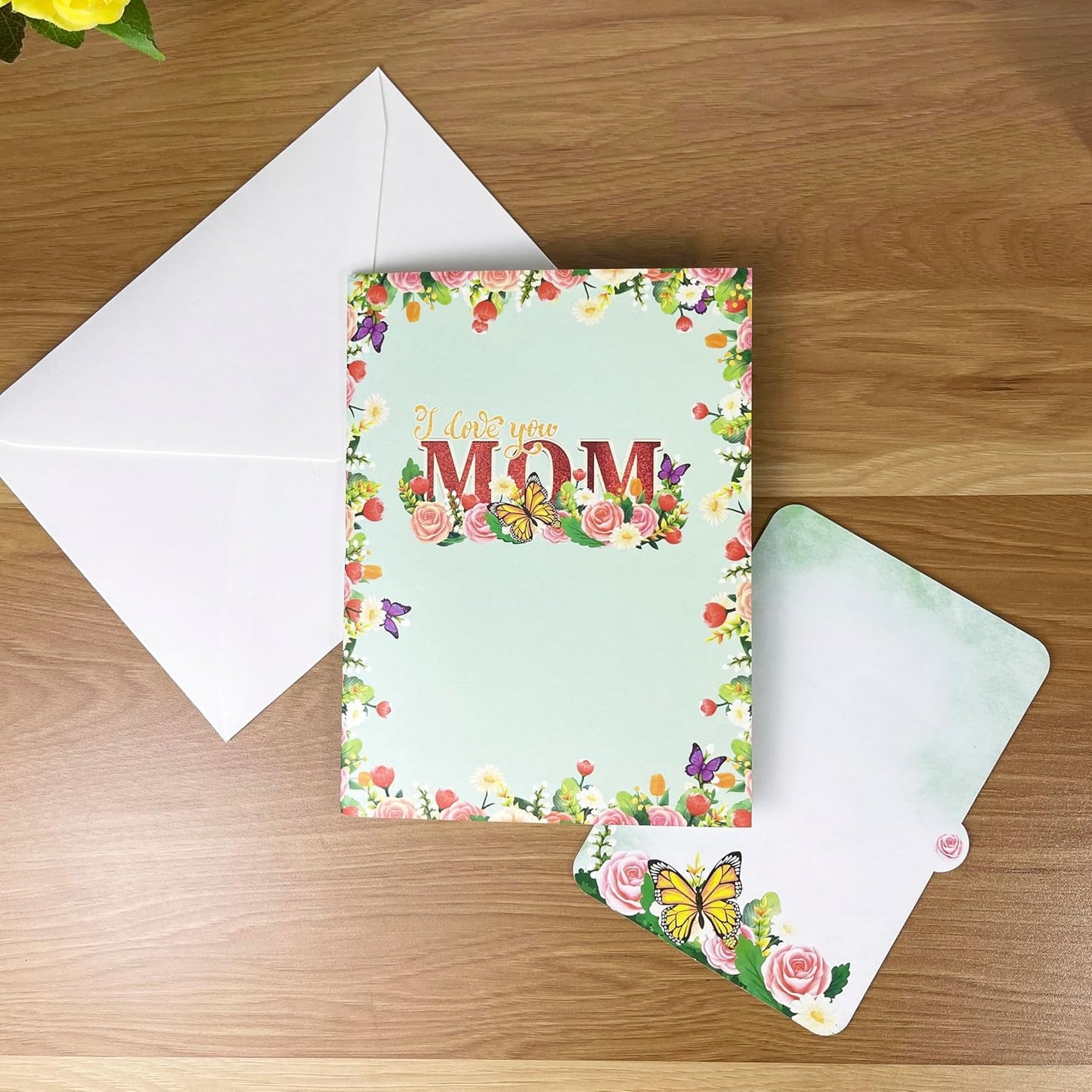 3D Popup Card for Mom - Handmade I Love You Card from Daughter - Floral Paper Art for Birthday, Mother’s Day, Christmas, Valentine’s - Unique Gift for Mom, Mama, Mother, Mommy