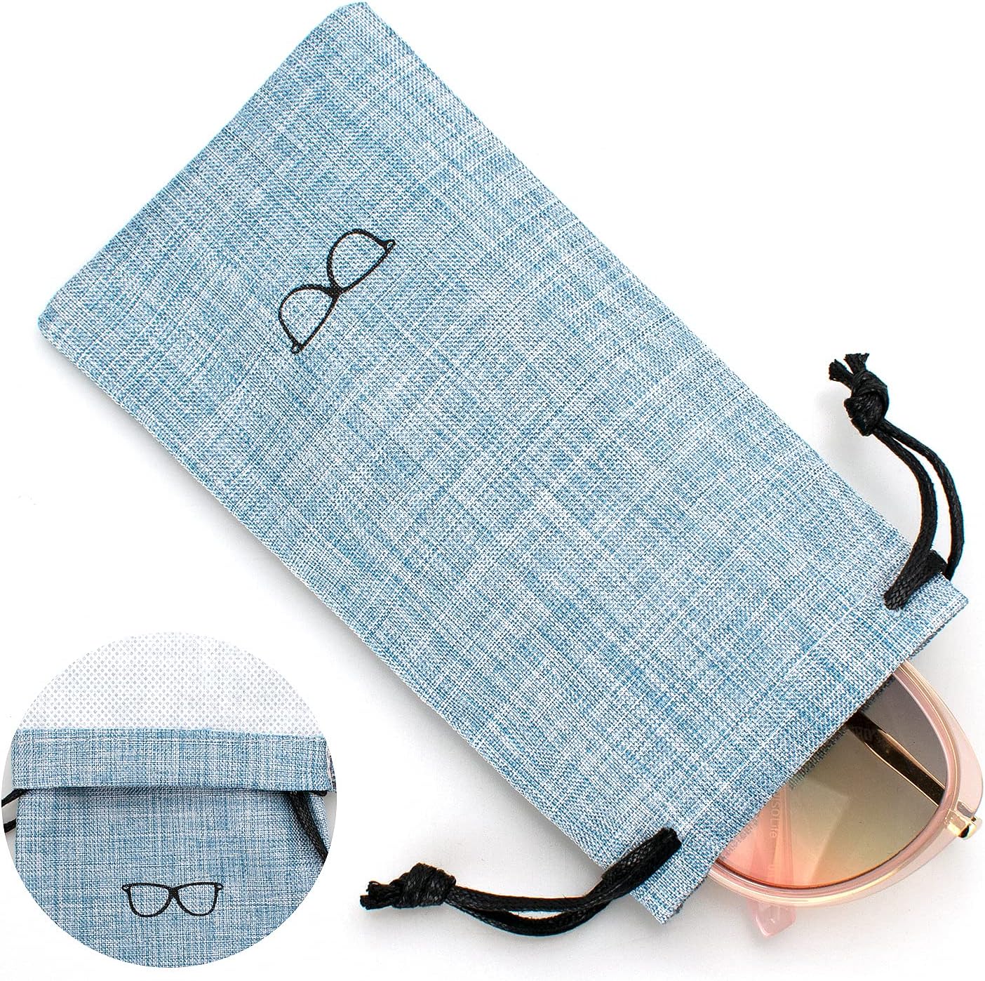 Vemiss Hard Shell Eyeglasses Cases, Linen Fabrics Protector Sunglasses Case, Large Glasses Case