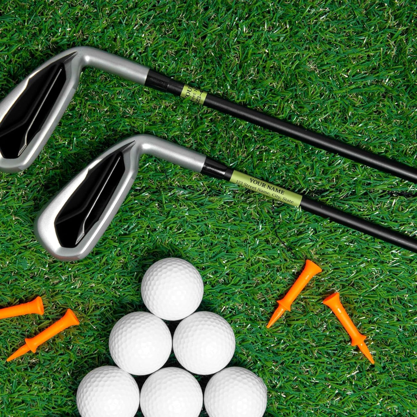 Custom Light Green Golf Club ID Labels, Personalized Golf Club Name Sticker,0.75x2 Inches, Set of 30, 4 Mil Vinyl Decal Stickers Weather Resistant, Made in USA by My Sign Center