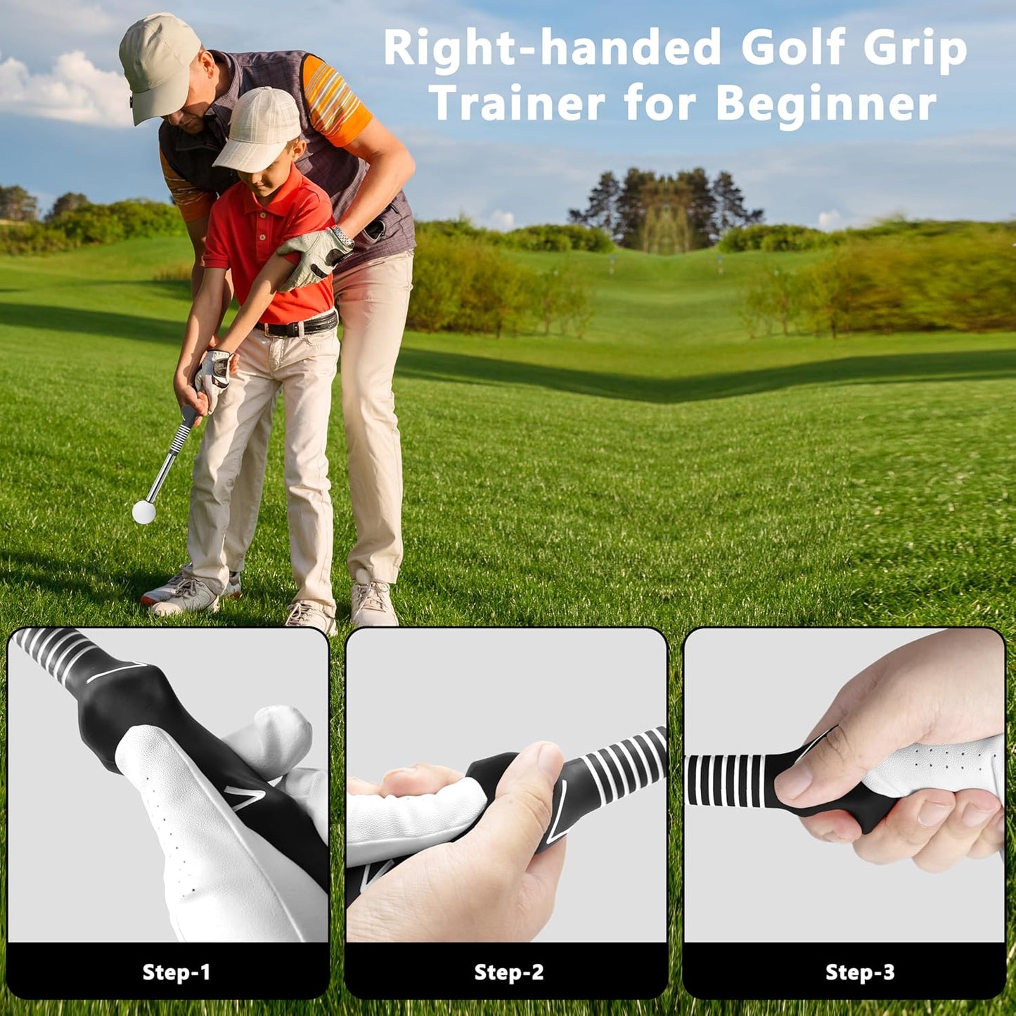 Retractable Golf Swing Training Aid:Golf Grip Trainer,Swing Trainer with Swing Sound Prompt,Feedback,for Beginners.Golf Accessories for Indoor Practice-Strength,Tempo Training.