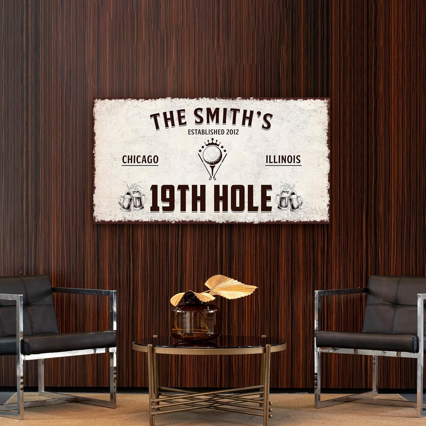 Golf Sign, 19th Hole, Retro Wall Art, Golf Wall Decor, Personalized Vintage Golf Sign for Man Cave Bar, Golfing Room, Golf Decor for Men Husband Boyfriend Dad (Golf Art with a Golf Ball)