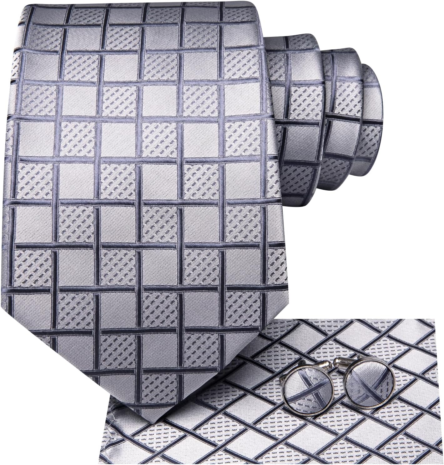 Dubulle Mens Paisley Striped Tie WOVEN Necktie for Men and Handkerchief Cufflinks Set Wedding Formal Business