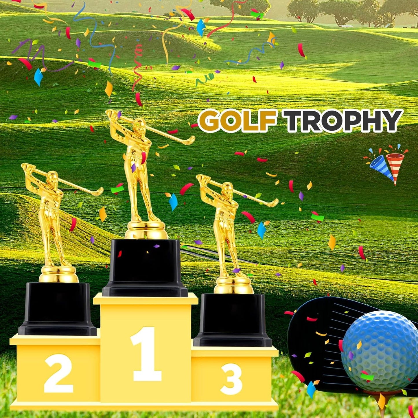 Tandefio Golf Trophy 6.7 x 3 Inch Gold Golfer Award Trophy Bulk Plastic Golfing Trophy Cup for Adults Reward Party Prop Golf Tournaments Competitions
