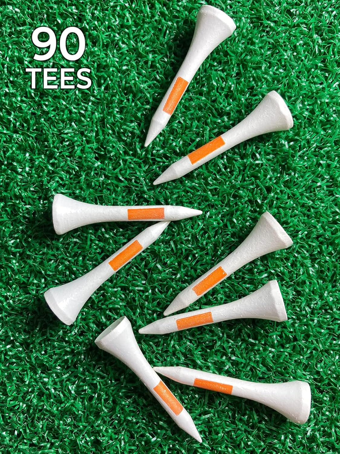 PrideSports PTS Wood Golf Tees | 90 Count, 1-1/2 Inch | #1 Wood Tee on Tour | Best for Irons, Hybrids, & Woods