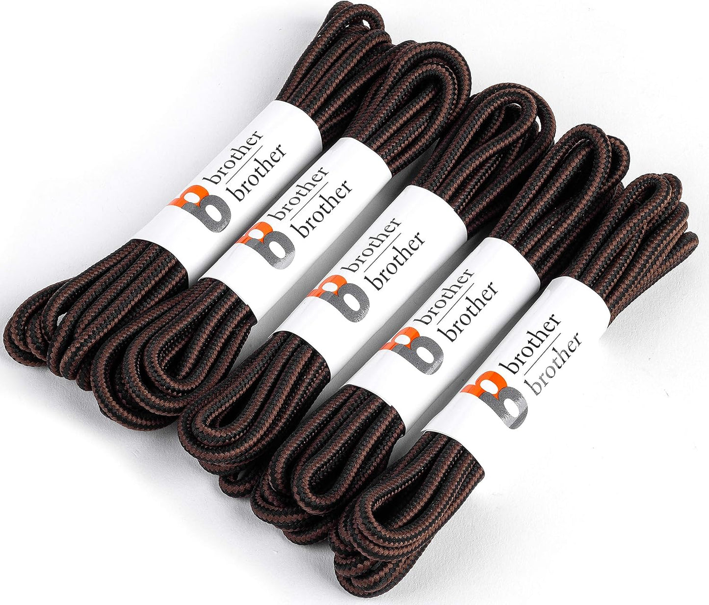 BB BROTHER BROTHER Boot Laces (5 Pairs) of Heavy Duty and Durable Round Shoelaces for Work, Hiking and Walking Boots