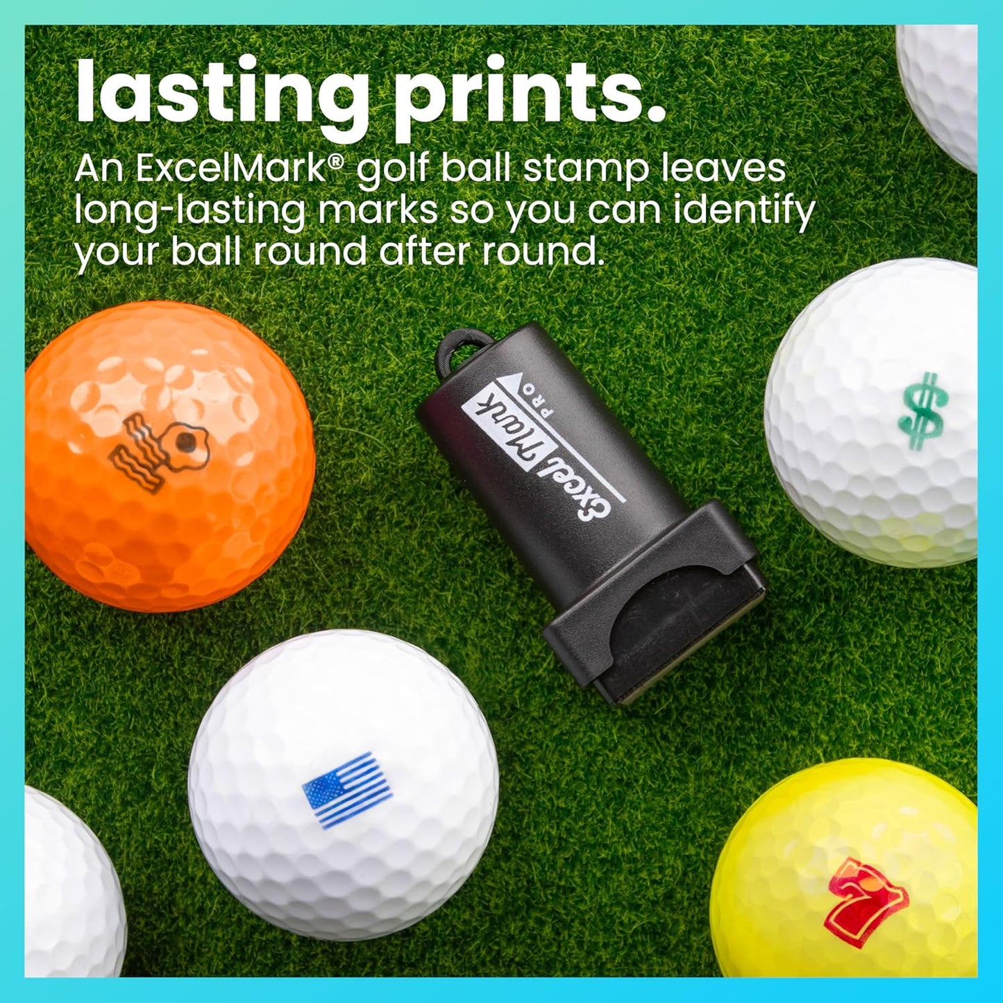 ExcelMark Pro Golf Ball Stamp - Easy Ball Identification - Choose from 25+ Styles and 4 Colors!