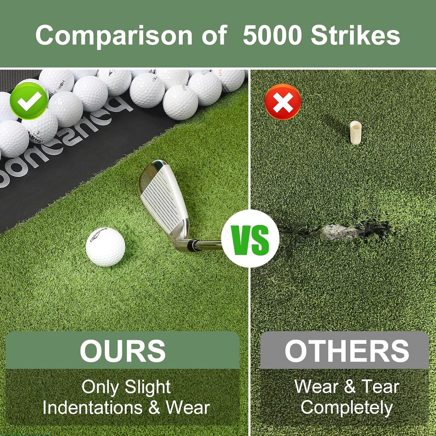 Integrated 6x4ft 26mm-31mm Golf Mat with Ball Tray, Thickening Golf Mats Practice Outdoor & Indoor, Artificial Turf Matt with 3 Tees for Hitting, Driving Chipping, Swinging