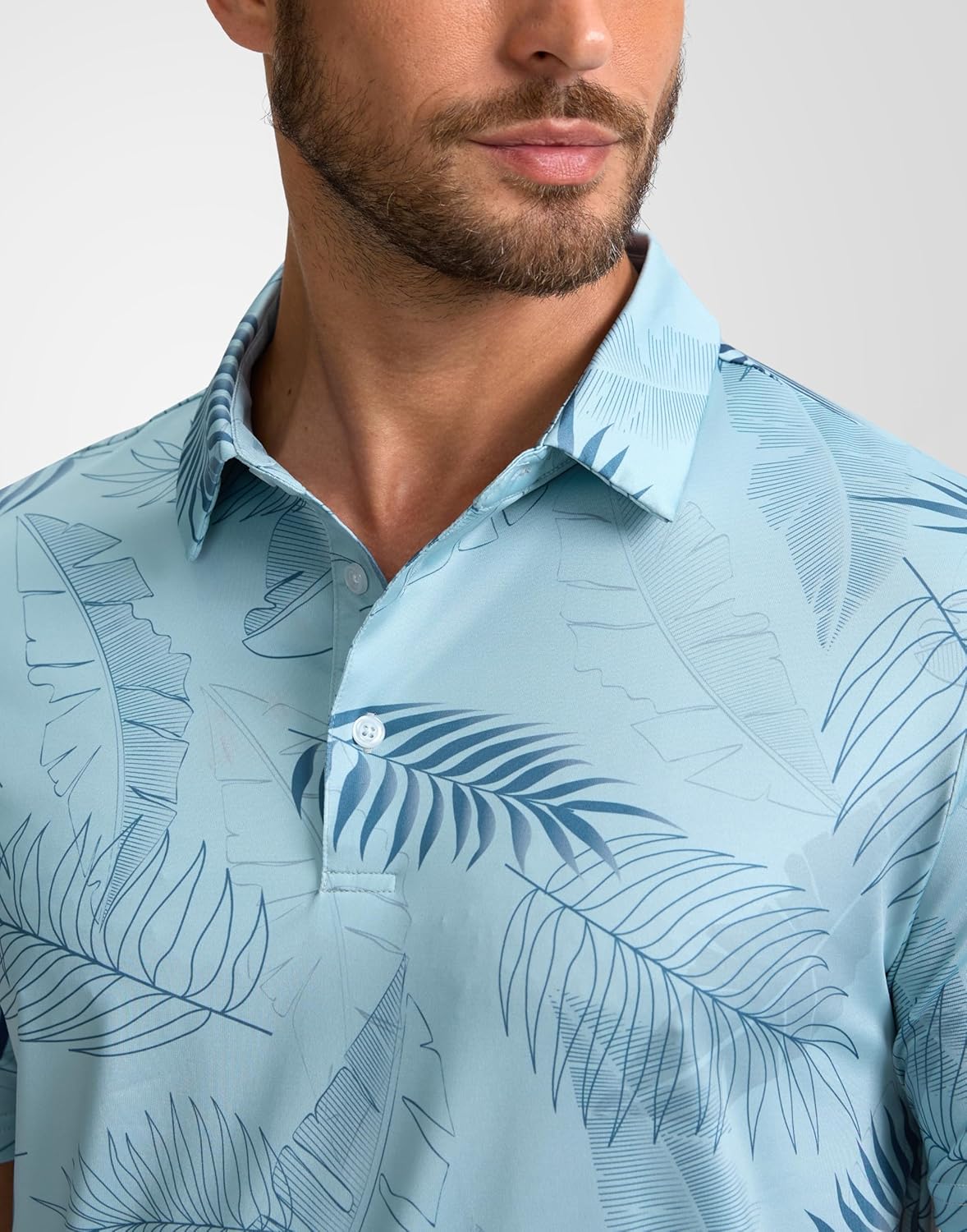 Obla Mens Golf Polo Shirts Short Sleeve Dry Fit Performance Moisture Wicking Casual Print Collared Golf Shirts for Men