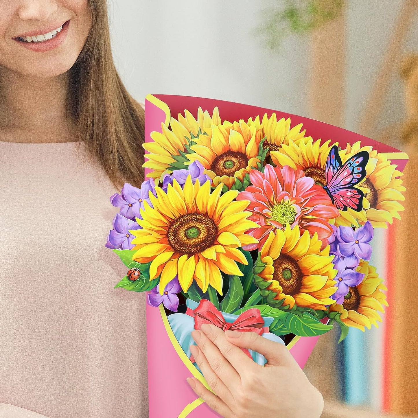 Airpark Pop Up Flower Card, 3D Greeting Card – Sunflower Bouquet – For Friend or Family – Cheer Up, Get Well, Birthday Surprise
