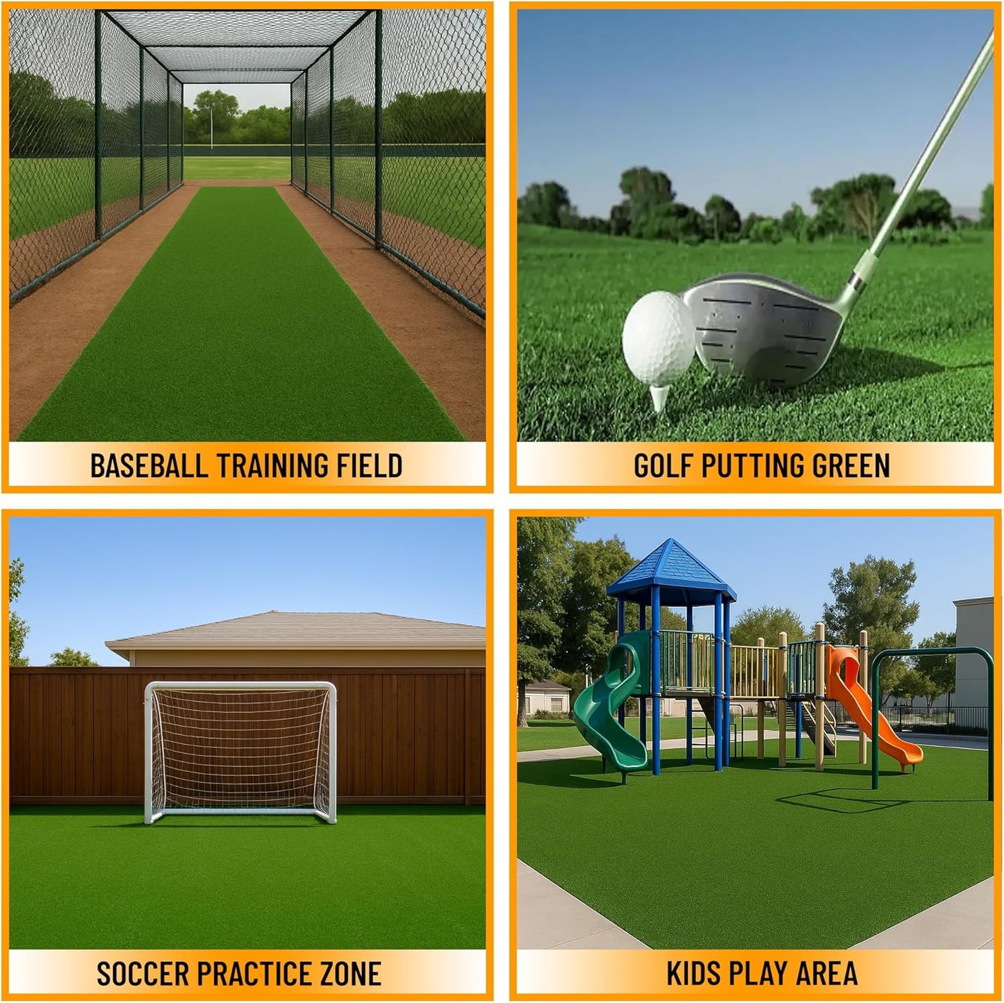 Ottomanson Artificial Turf Golf Hitting Mat 3' x 6'6" Indoor/Outdoor Waterproof Synthetic Fake Grass for Putting Practice Baseball Football Sports Gym Backyard, Custom Size 2' up to 30'