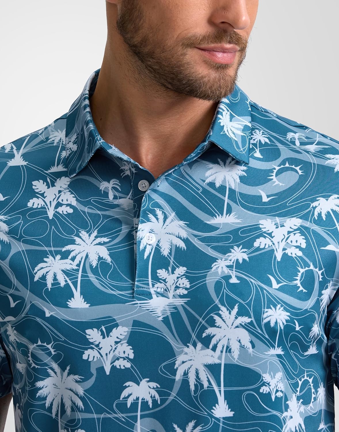 Obla Mens Golf Polo Shirts Short Sleeve Dry Fit Performance Moisture Wicking Casual Print Collared Golf Shirts for Men