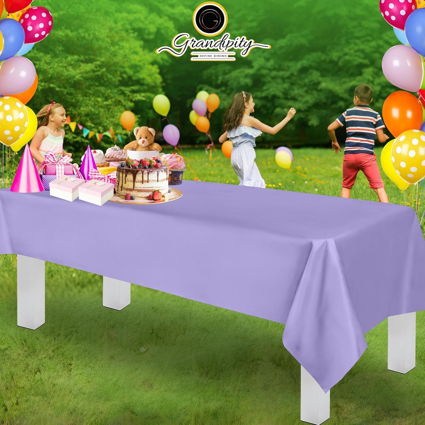 Grandipity 12 Pack Premium Disposable Plastic Tablecloth 54 Inch. x 108 Inch. Decorative Rectangle Table Cover - Lavender