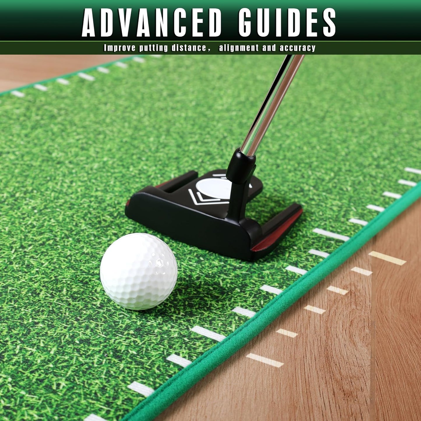 CHAMPKEY Golf Putting Green Indoor - Advanced Guides Golf Putting Mat - Enhance Putting Accuracy and Challenge