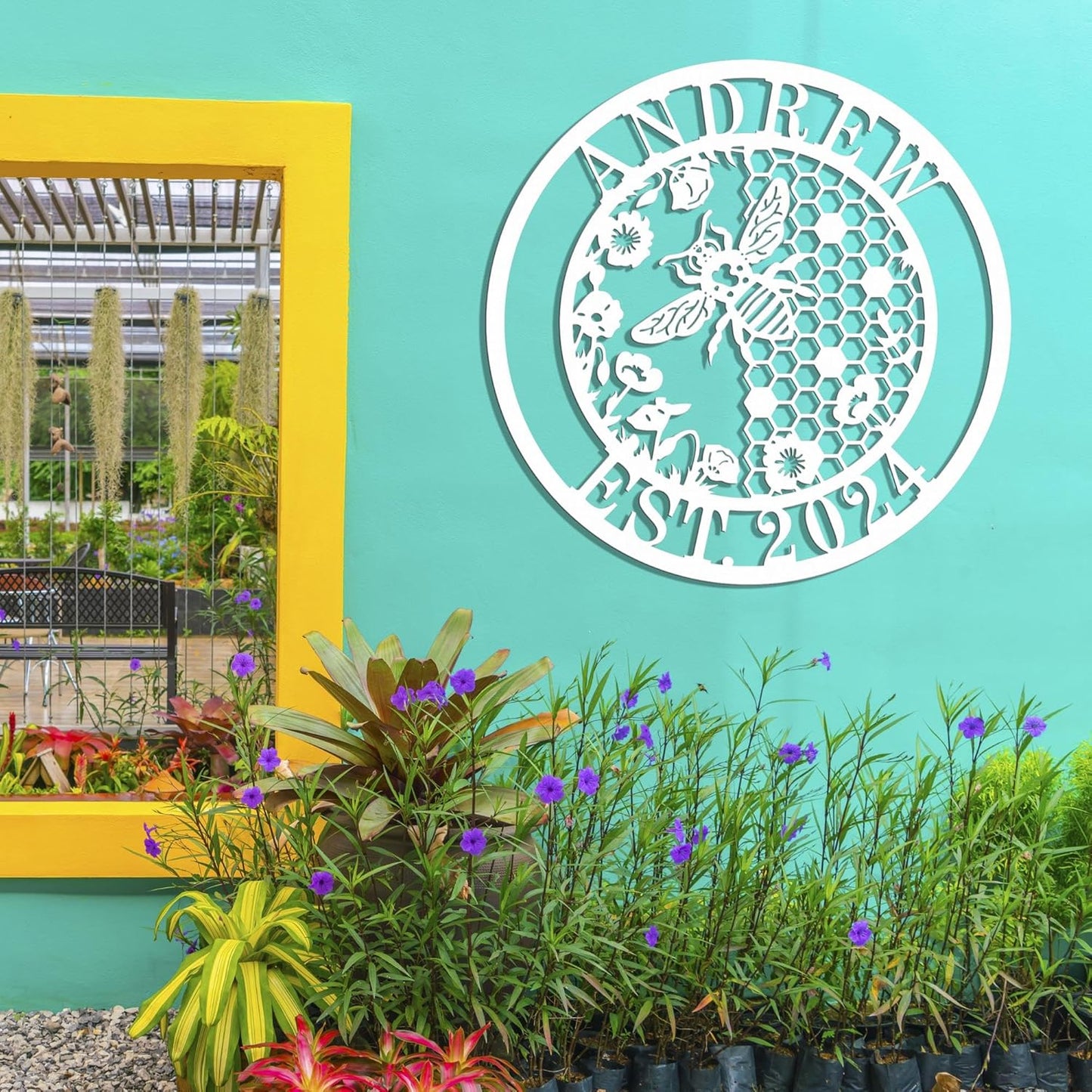 Personalized Honey Bee Metal Wall Art Custom Outdoor Garden Sign Name Bee Farm Decor Gift for Gardener or Bee Keeper Custom Honey Farm Sign