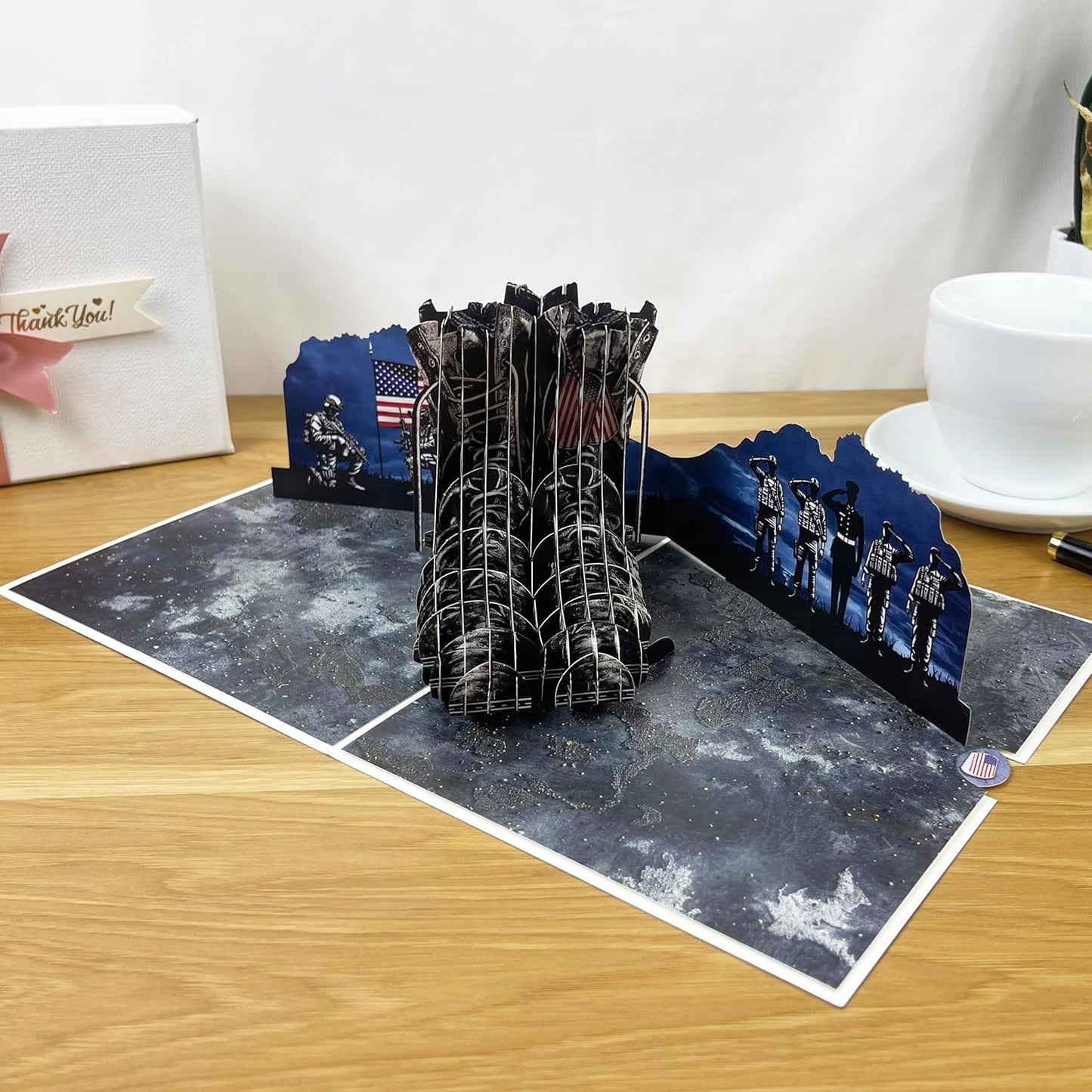 3D Veteran Popup Card - Handmade Military Paper Art for Veterans Day, Birthday, Anniversary, Christmas, Father’s Day - Unique Gift for Him, Her, Dad, Soldier, Military Veteran