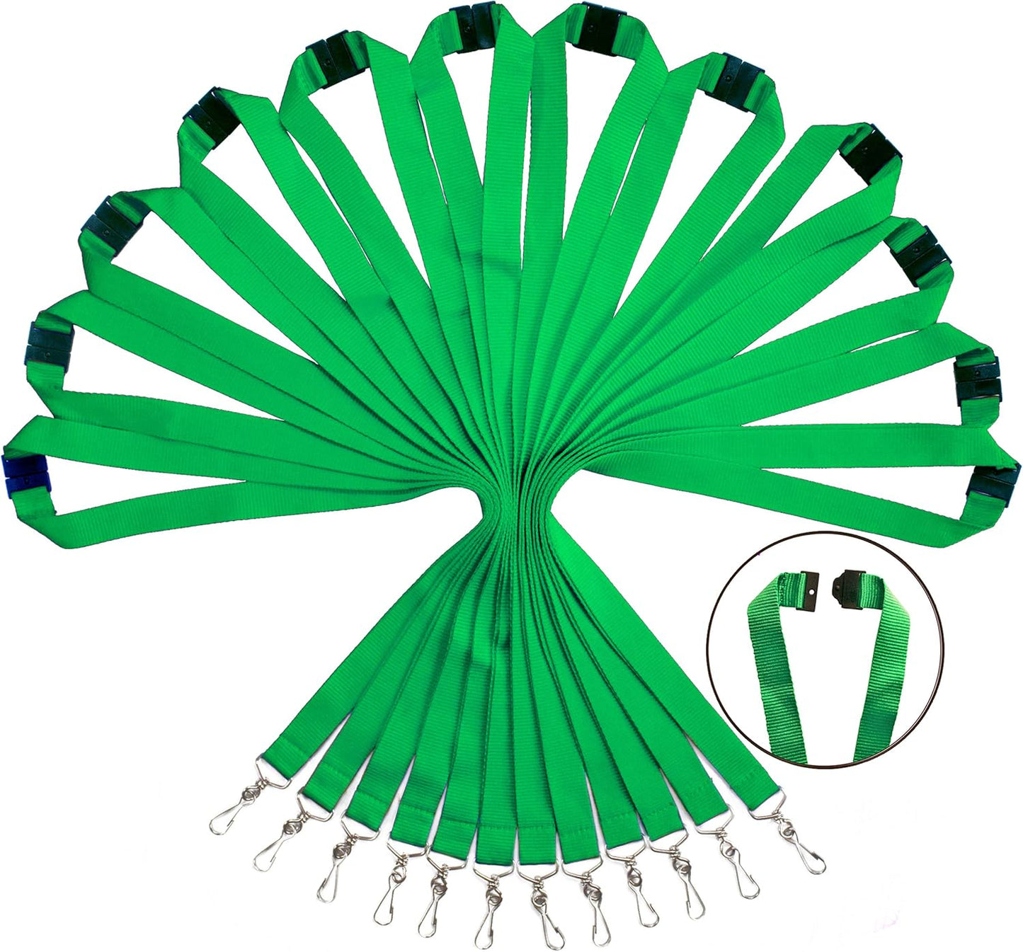 12 Pack Breakaway Lanyards & Durable Neck Straps for Schools, Office, Cruise, Green