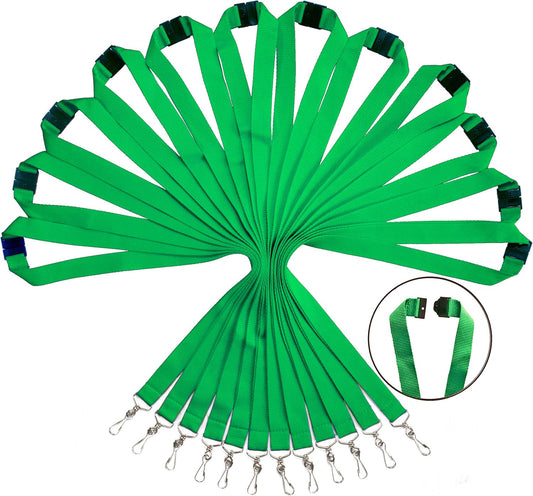 12 Pack Breakaway Lanyards & Durable Neck Straps for Schools, Office, Cruise, Green