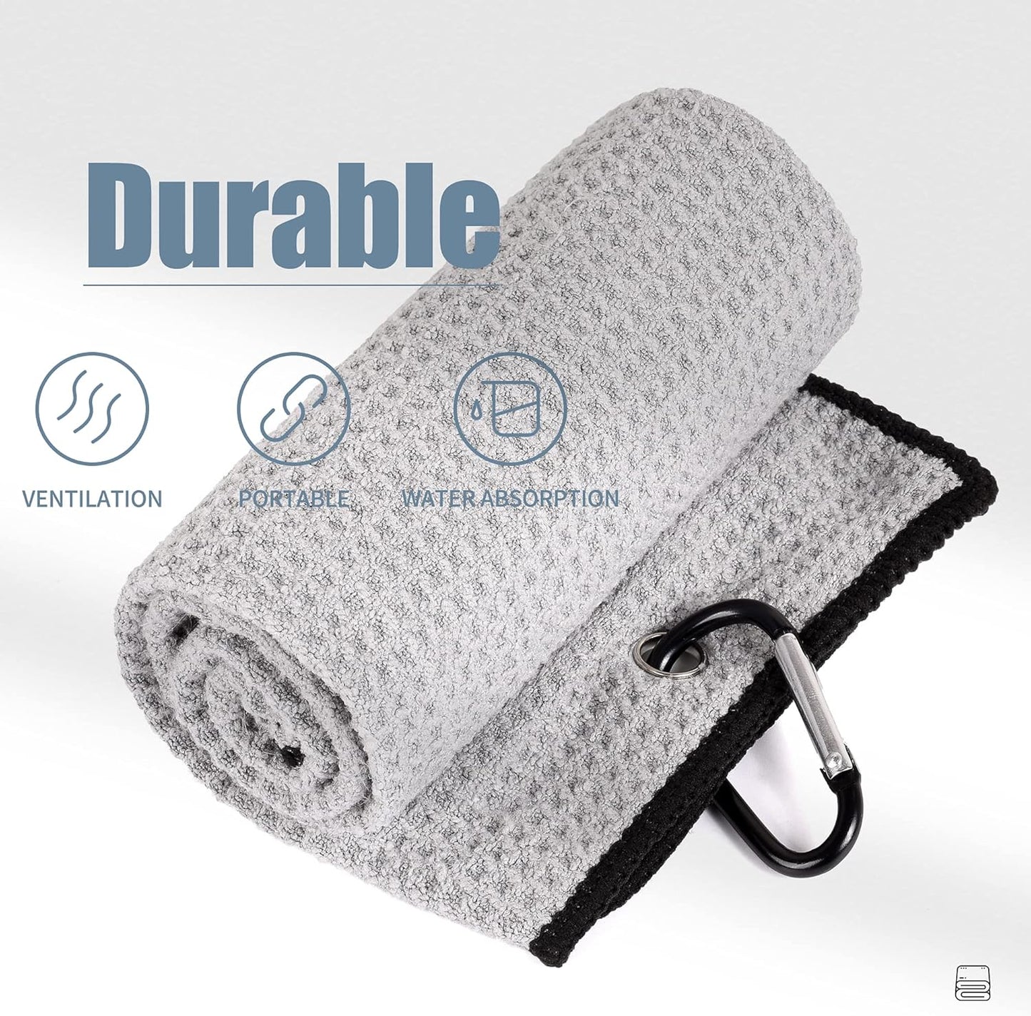 Mile High Life Golf Towels - Microfiber Waffle Pattern Tri-fold, Brush Tool Kit with Club Groove Cleaner with Retractable Cord and Clip, for Men Women, Golf Gift