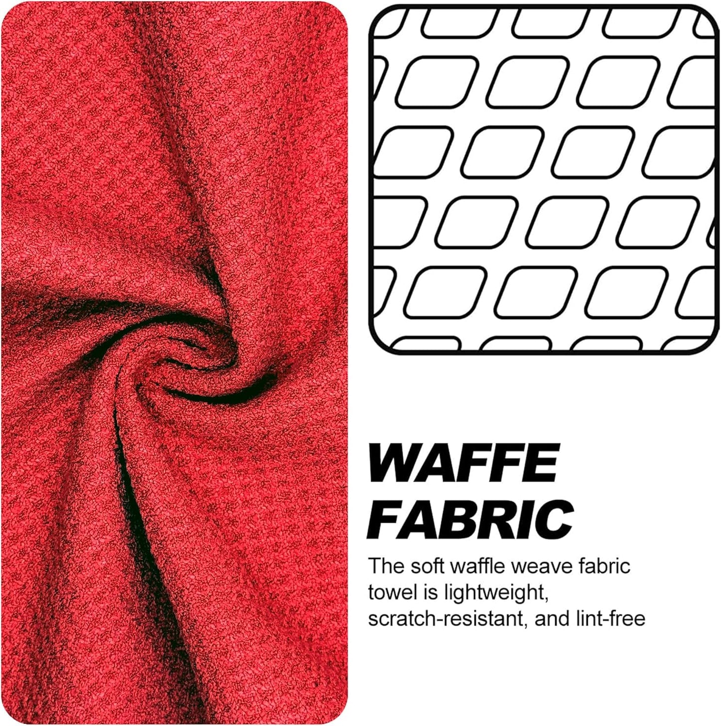 Magnetic Golf Towel with Clip, Microfiber Waffle Design - Industrial Strength Magnet for Strong Hold to Golf Bags, Carts & Clubs - Red