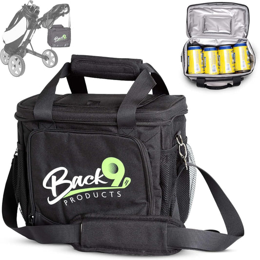 Back9Products Golf Cart Cooler Bag with Magnetic Lid - 12 Can Soft Sided Insulated Cooler, Leakproof & Waterproof - Portable Cooler for Push Carts, Work, Camping, Travel, Men & Womens Gifts