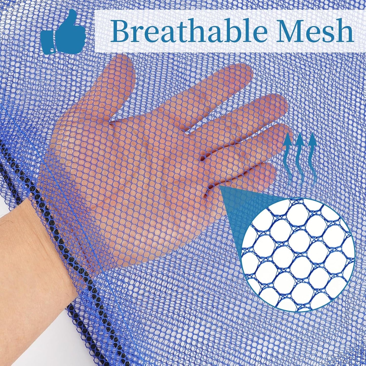 6 Pcs Mesh Bags Drawstring, 14x17 Inch with Lock, Multipurpose Storage Bags for Gym, Balls, Beach, Laundry (Blue)