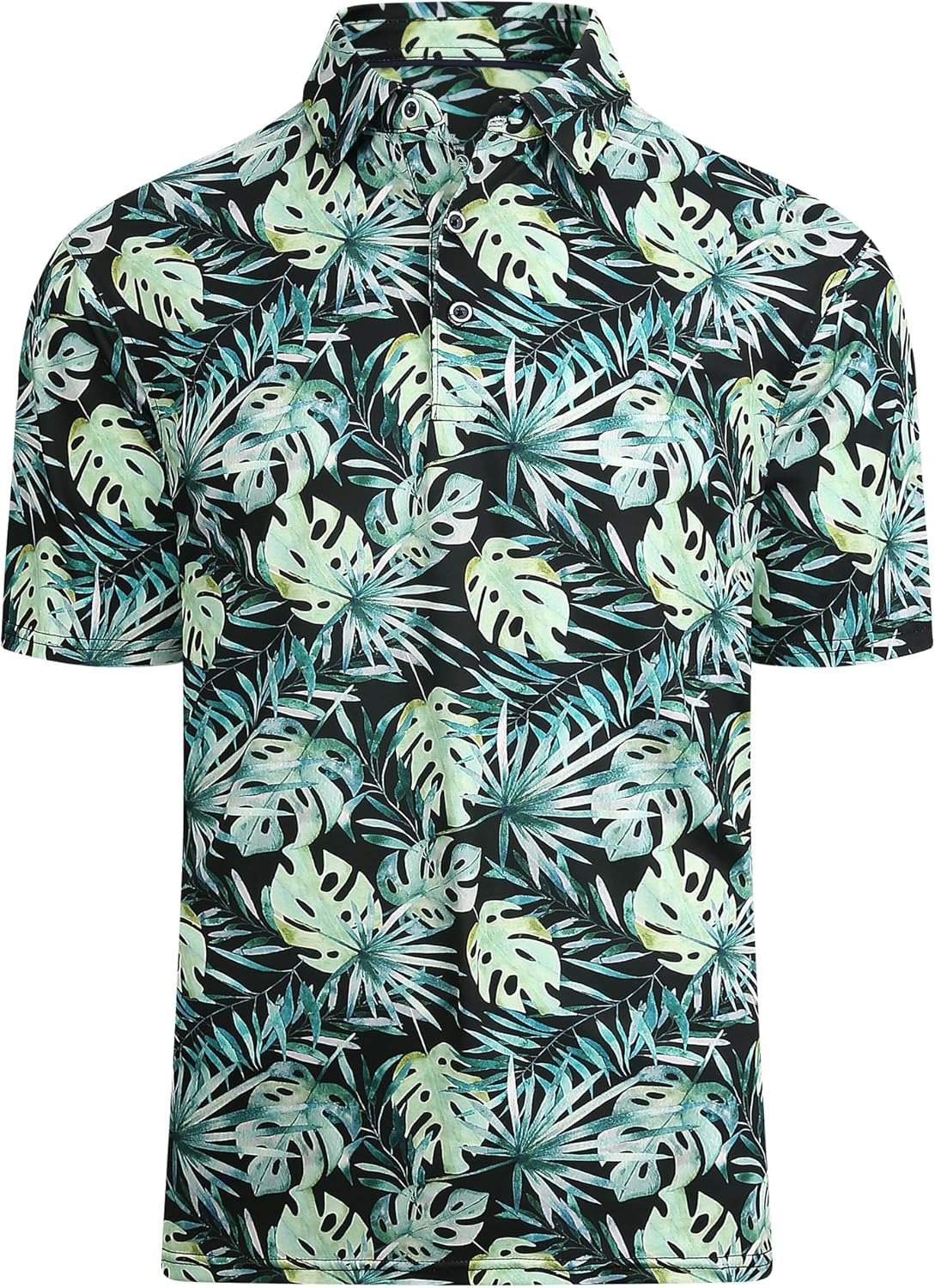 Alex Vando Mens Hawaiian Golf Shirt Moisture Wicking Digital Print Golf Shirts for Men