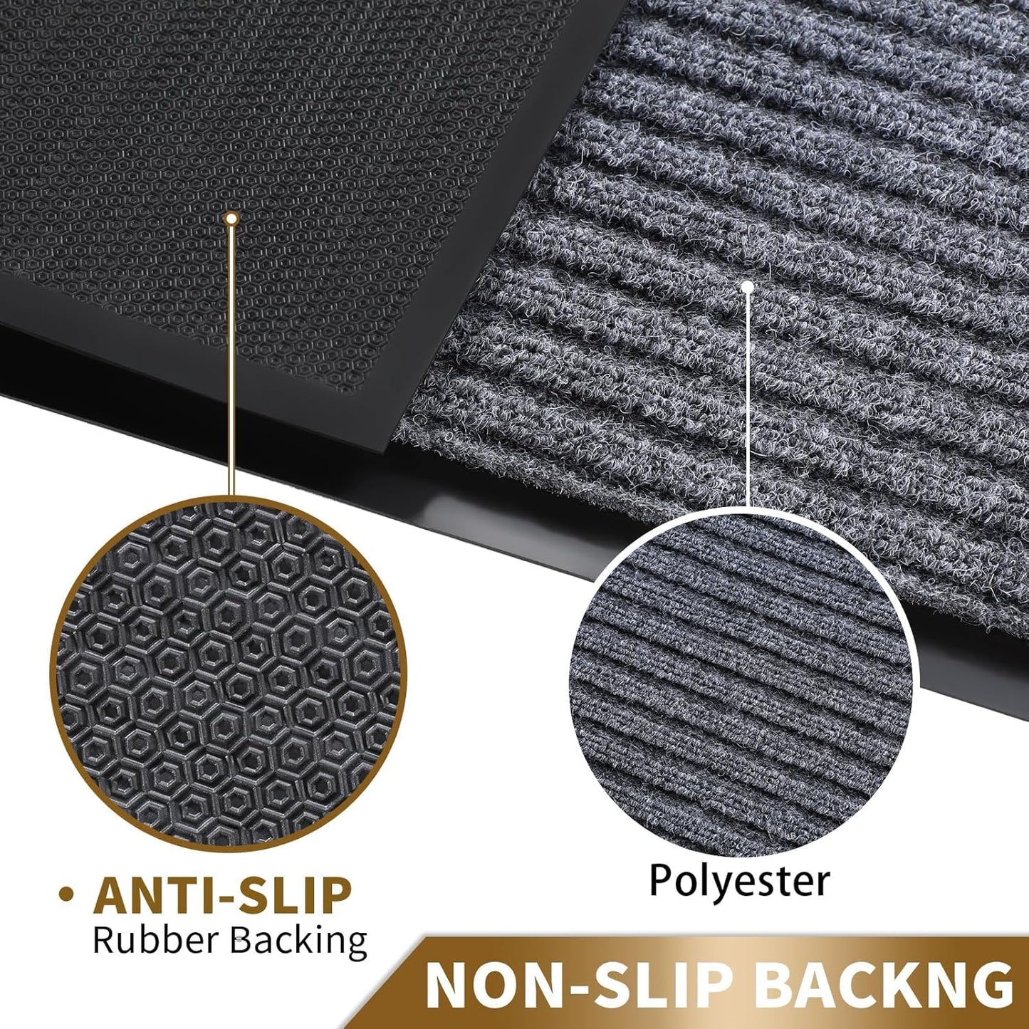 Yimobra Front Door Mat Outdoor Indoor Entrance, 100% Waterproof All-Season All Weather Doormat, Welcome Matt Outside Entry, Non Slip, Low Profile, Heavy Duty Patio Porch Floor Mat,29.5x17, Gray White