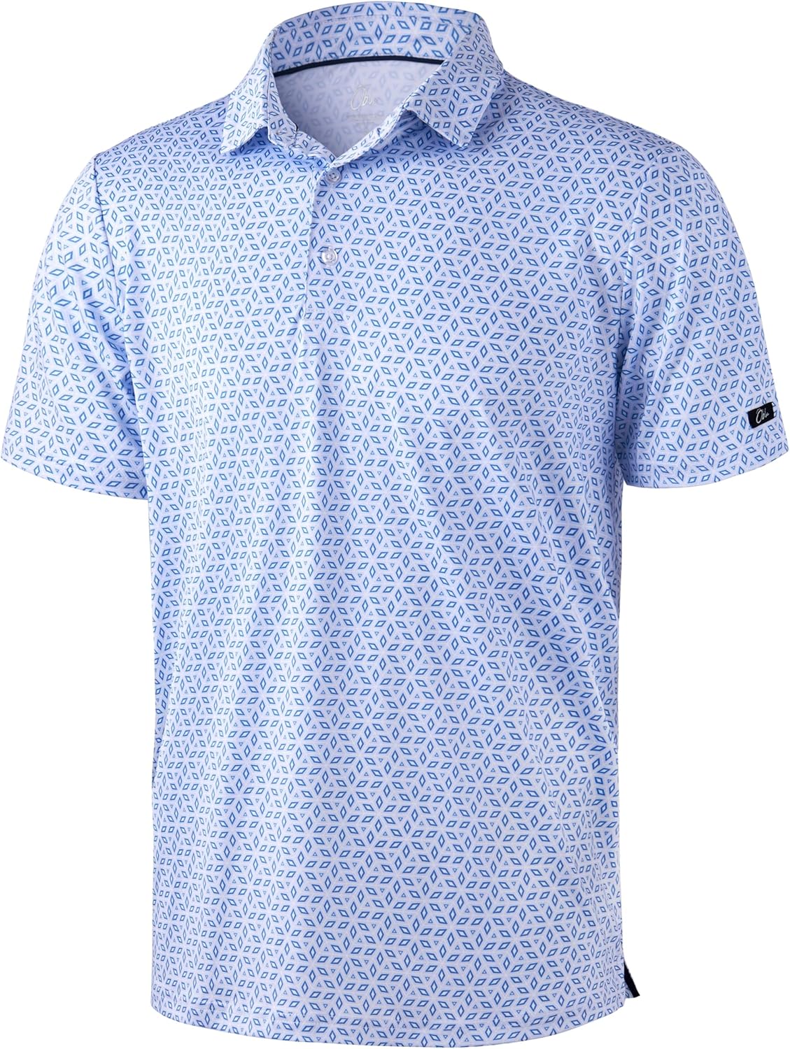 Obla Mens Golf Polo Shirts Short Sleeve Dry Fit Performance Moisture Wicking Casual Print Collared Golf Shirts for Men