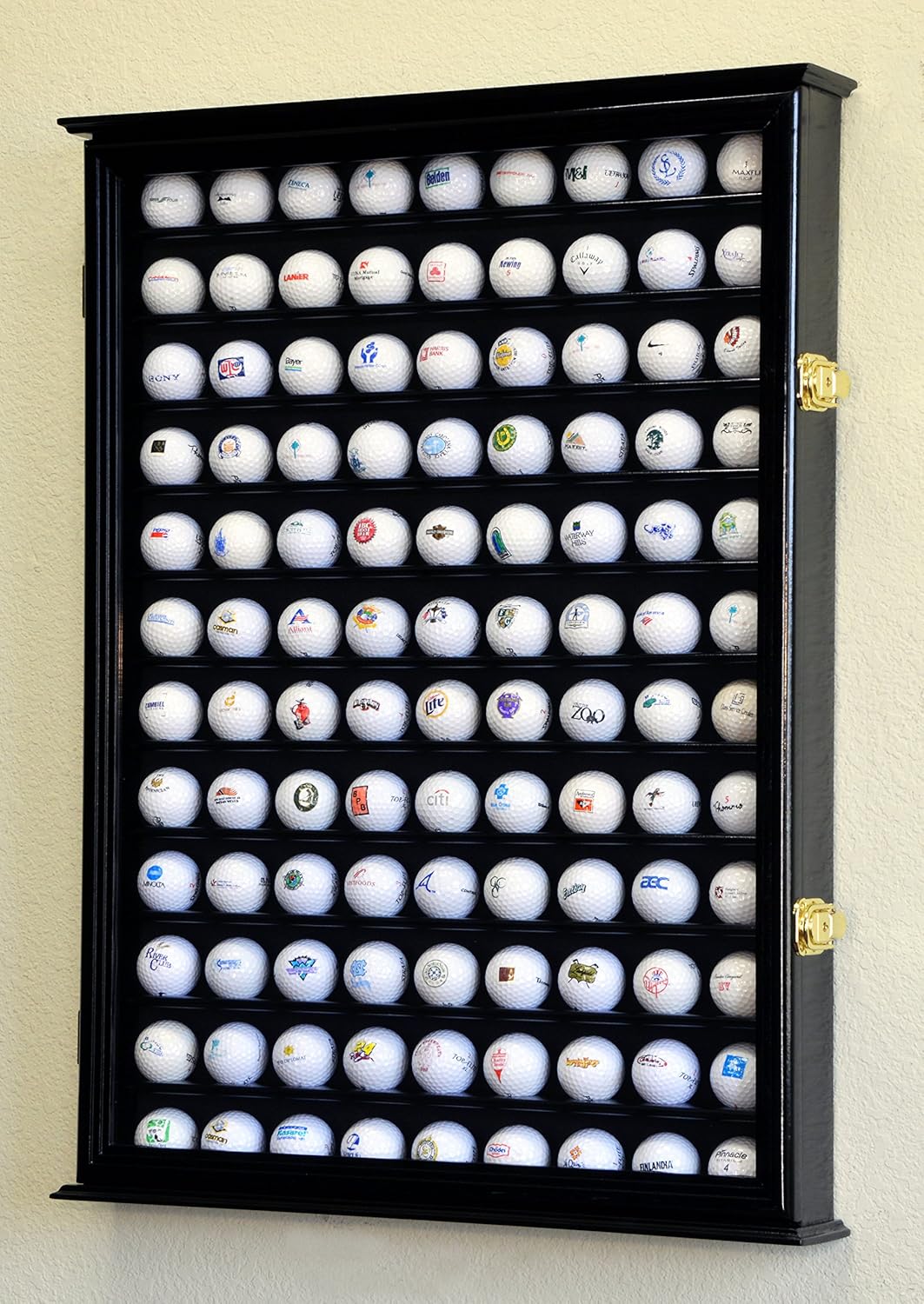 Golf Ball Display Case Holder Cabinet Wall Rack Stand Select Your Size 98% UV Lockable 5 Sizes 4 Colors to Choose