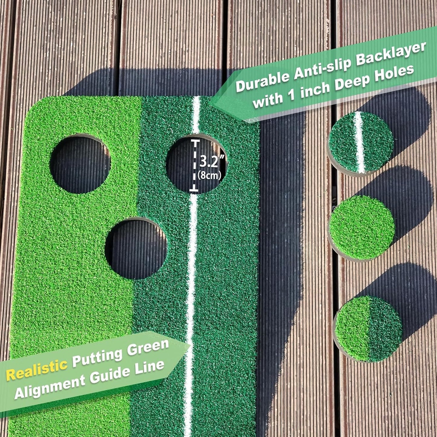 SENSECLUB Indoor Putting Green, Foldable Putting Mat Golf Game Set, Golf Gifts for Men with Ball-Collect System