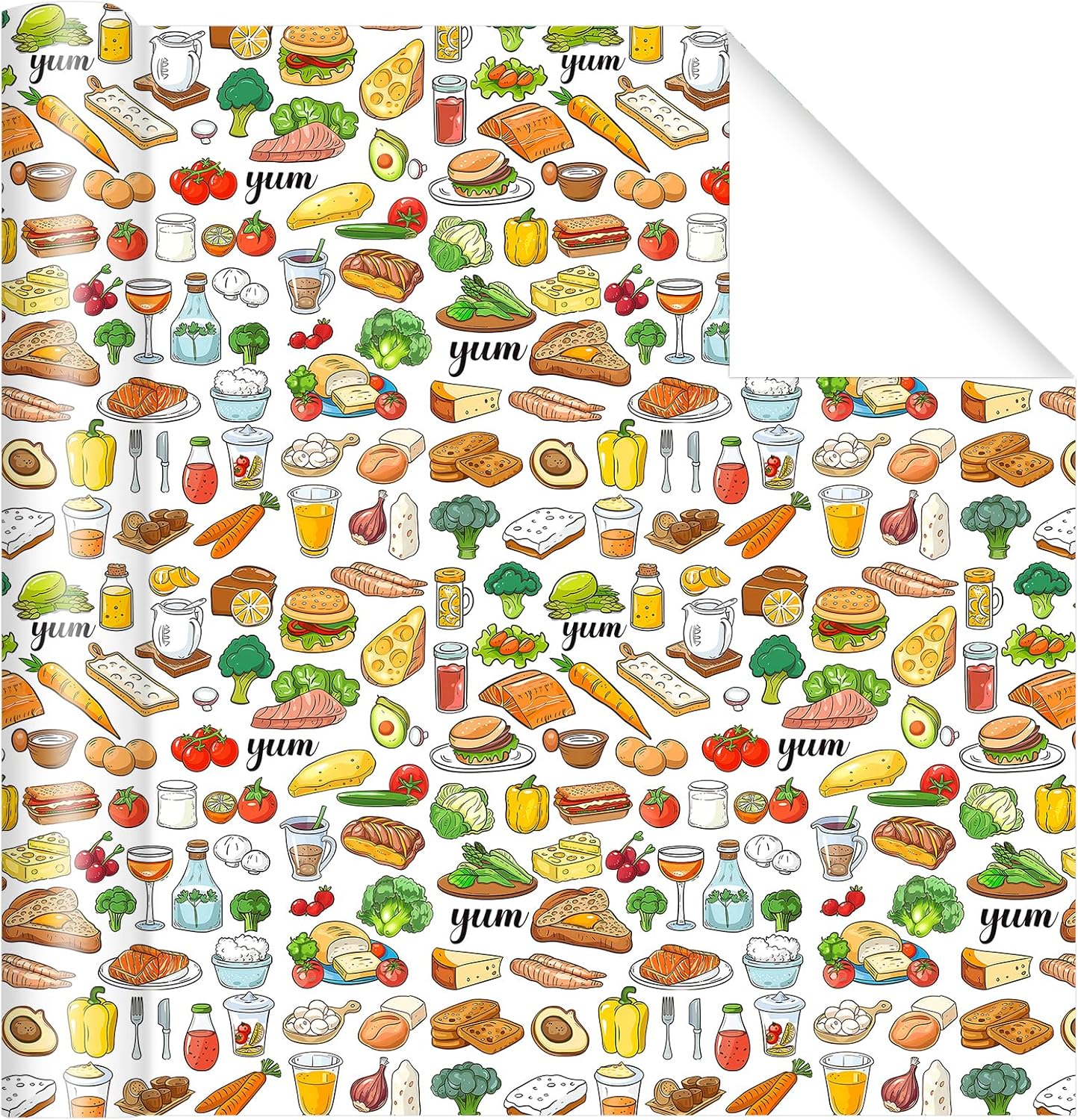 Food Wrapping Paper Roll - 17Inch x16.4Feet - Sandwich Fruit Vegetable Gift Wrap Foodie Gift Packing Paper
