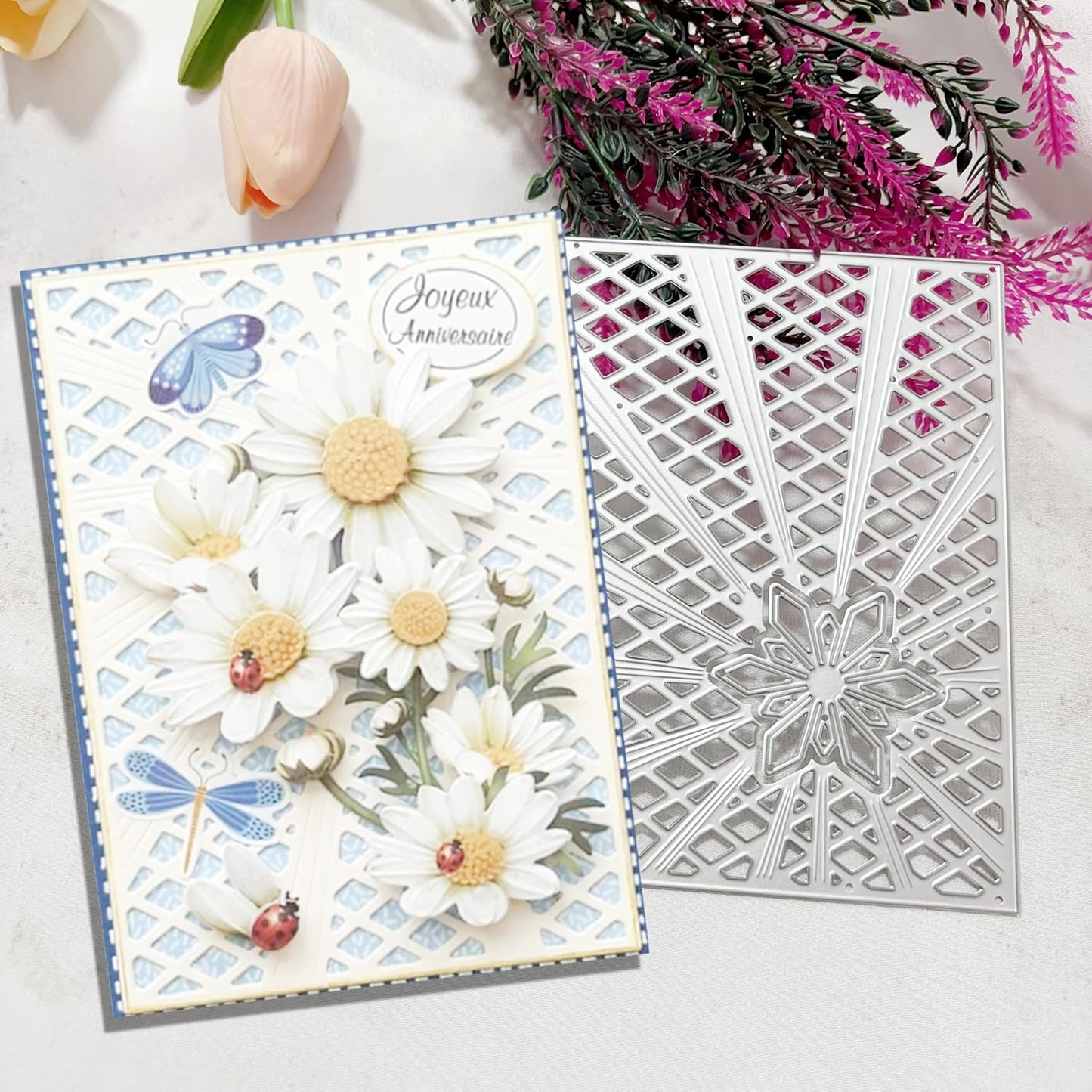 Lapoo Geometric Cutting Die for Scrapbooking - Durable, Cut Stencils for DIY Scrapbook Photo Album Decorative Paper Card, Card Making Supplies (Star Frame 5.5 x 3.9 in)