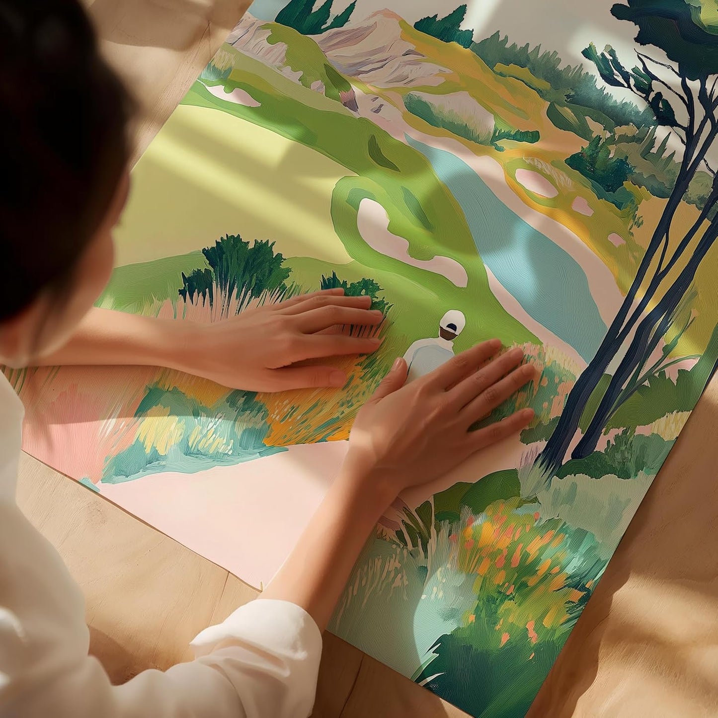 Golf Course Floral Pastel Art Print Posters - Premium Giclee Fine Art Prints - Golf Course Home Decor Posters, Golfer Art Prints for Home and Office Decor - Vintage Aesthetic, Ready to Frame