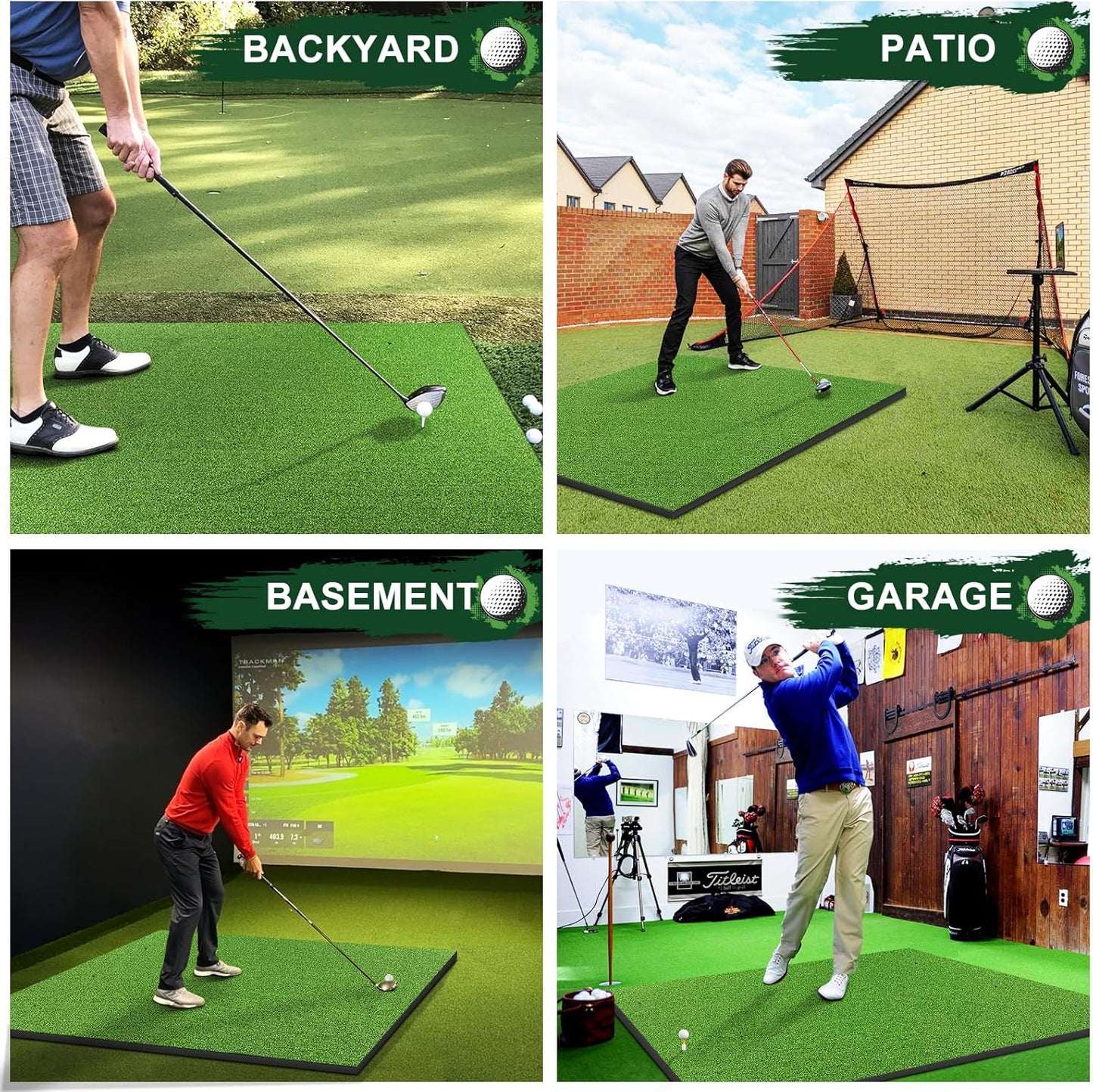 LIBERRWAY Thicken Golf Mat, 5x4ft Practice Turf, Indoor/Outdoor, Training Aid with 9 Golf Balls