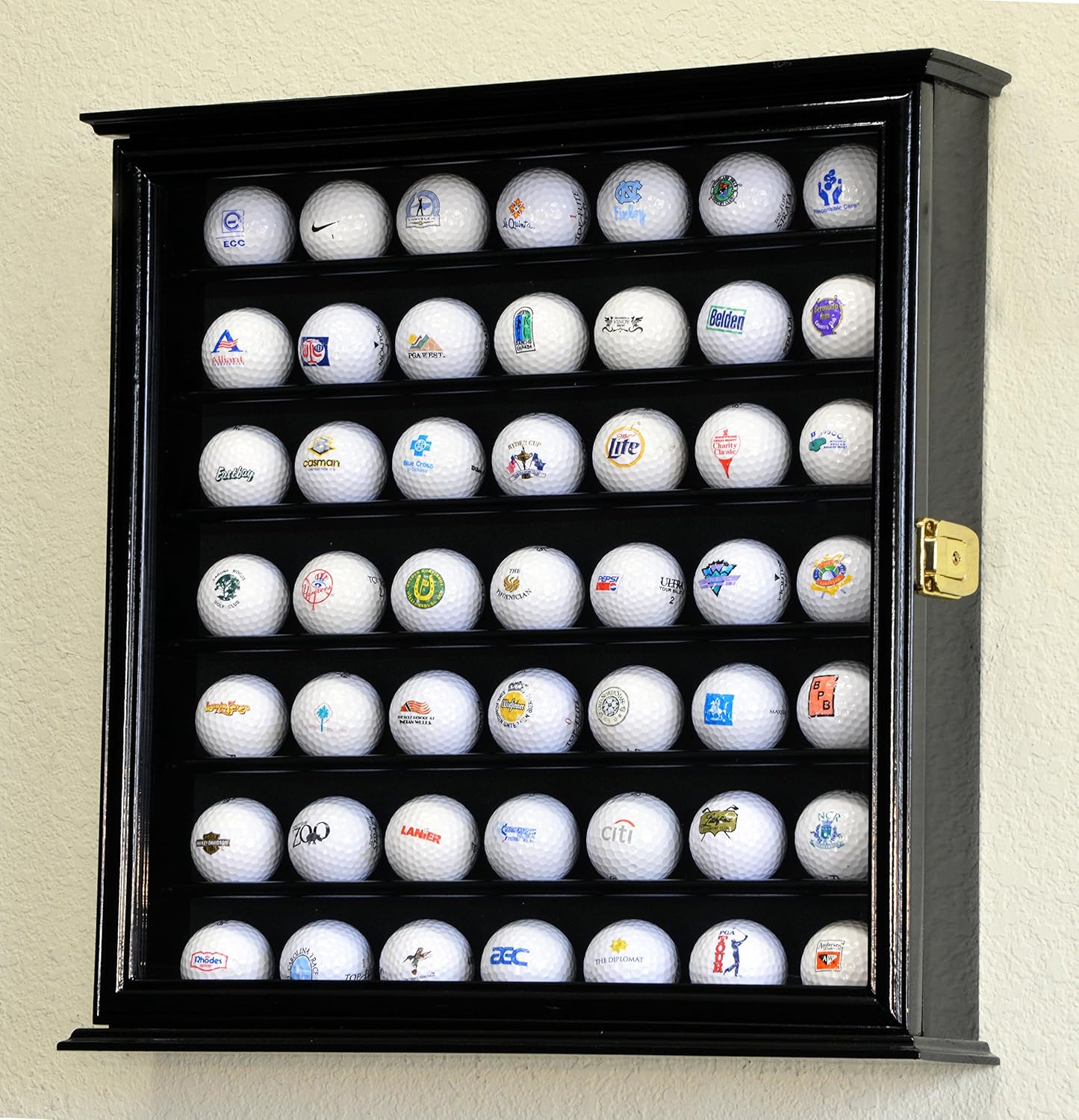 Golf Ball Display Case Holder Cabinet Wall Rack Stand Select Your Size 98% UV Lockable 5 Sizes 4 Colors to Choose
