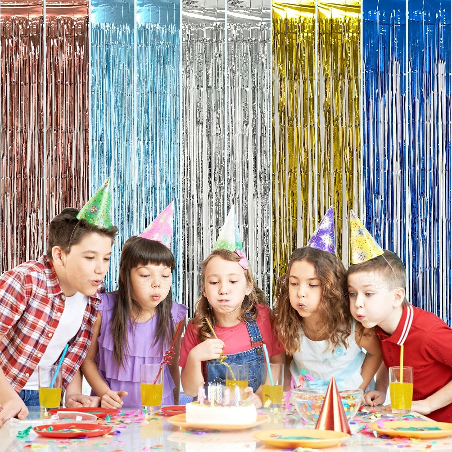 10 Pack Silver Foil Curtain Backdrop Metallic Tinsel Foil Fringe Curtains Photo Booth Props for Birthday Wedding Engagement Bachelorette Christmas Holiday Celebration Party Decorations Supplies