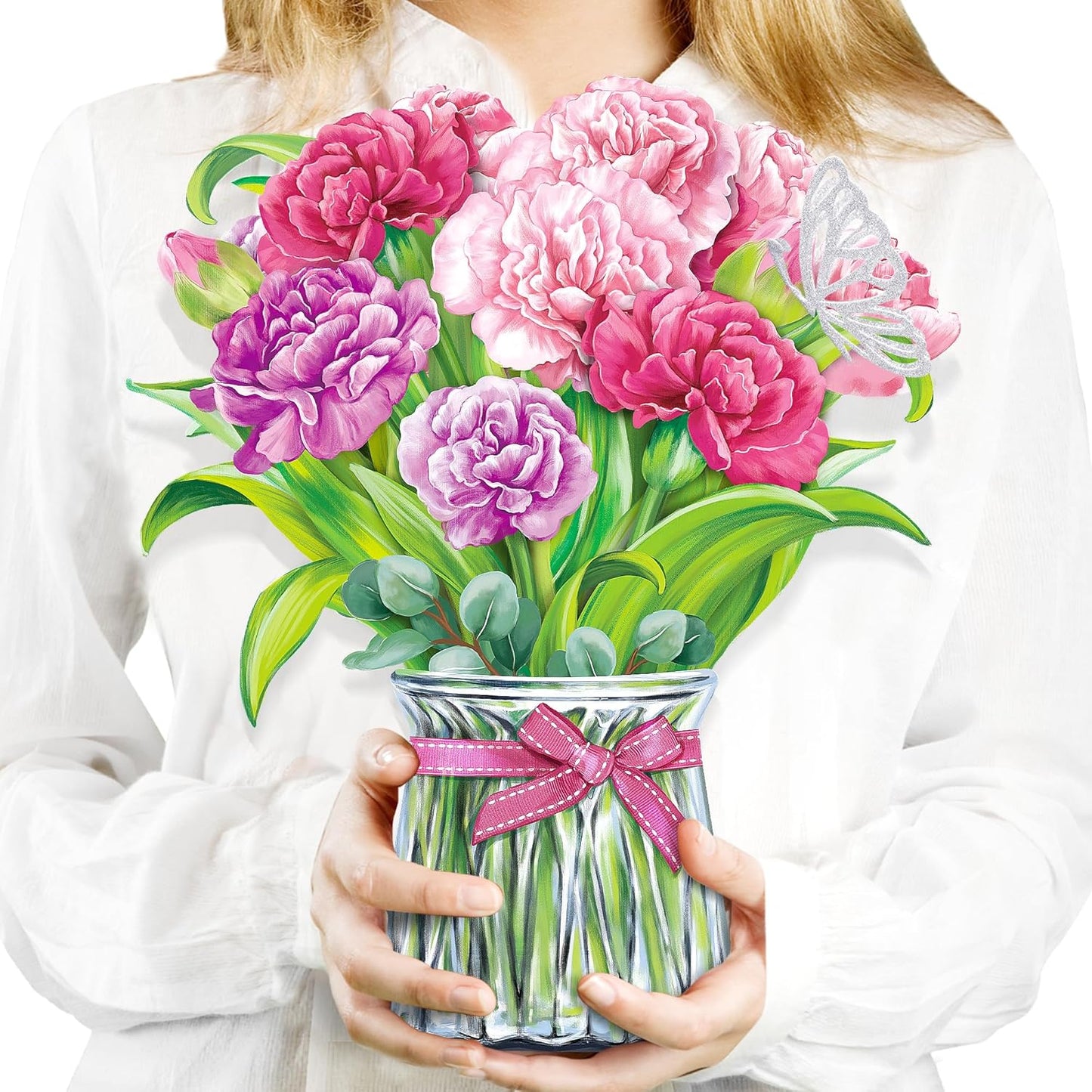 Airpark Pop Up Flower Card, 3D Greeting Card – Pink Carnations – For Mom, Grandma – Ideal for Mother’s Day, Birthday, Appreciation