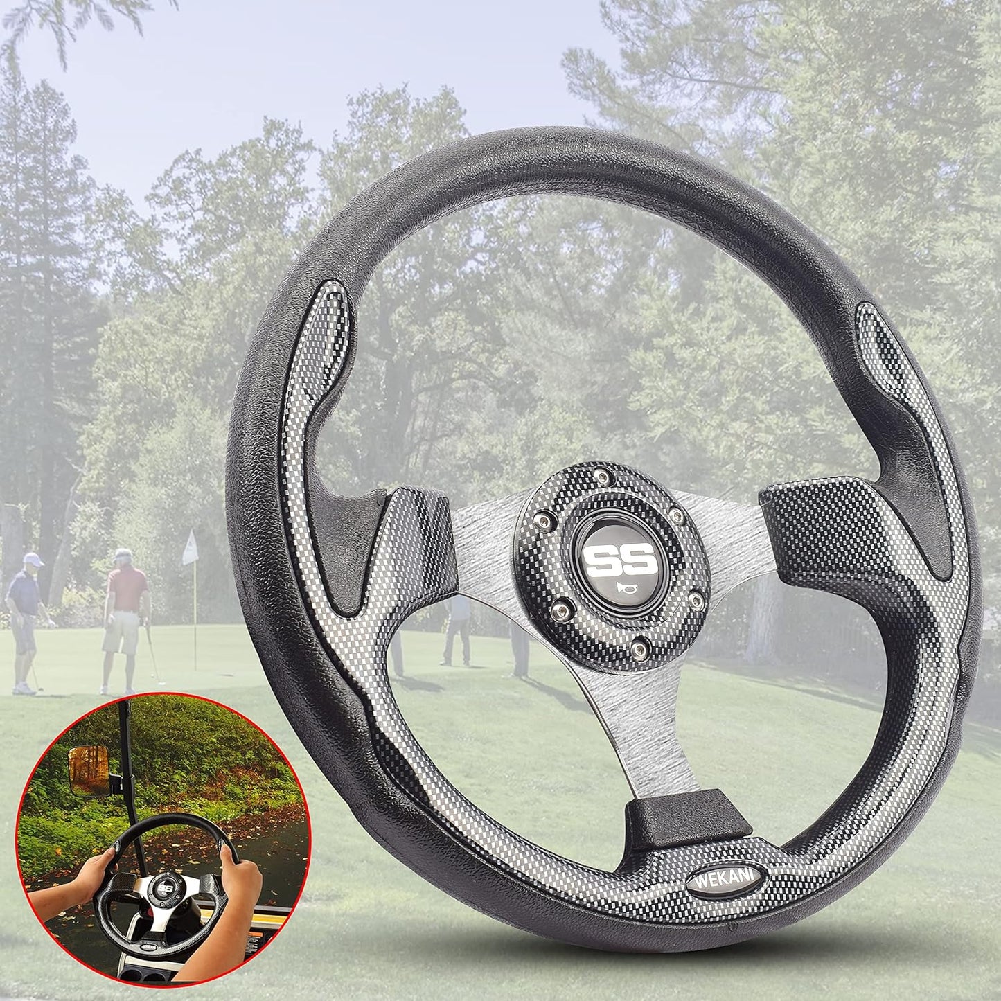 Golf Cart Steering wheel for EZGO YAMAHA and Club Car Precedent Most Golf carts Silver Gray