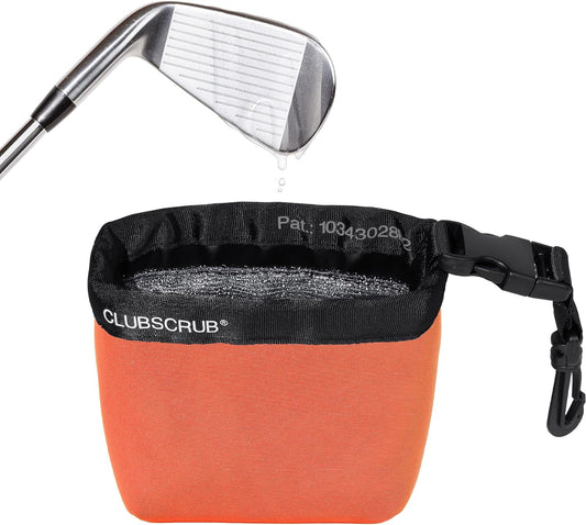 Club Scrub Golf Club and Golf Ball Cleaning Bag, Waterproof Clean Face Technology Liner, Detachable Clip, Machine Washable, Cleans Club Grooves, Dry Exterior (Neoprene or Microfiber Option Available)